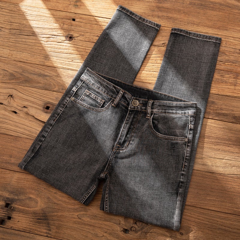 High-End Jeans Men'S Thick Men'S Straight Loose Trendy Slim-Fit Men'S Smoke Grey Pants - Image 5